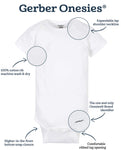 Short Sleeve Onesies - White - 5 Pack