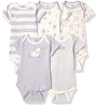 Short Sleeve Onesies - White - 5 Pack