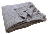 Cotton Muslin Throw Blanket - Light Gray