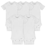 Short Sleeve Onesies - White - 5 Pack