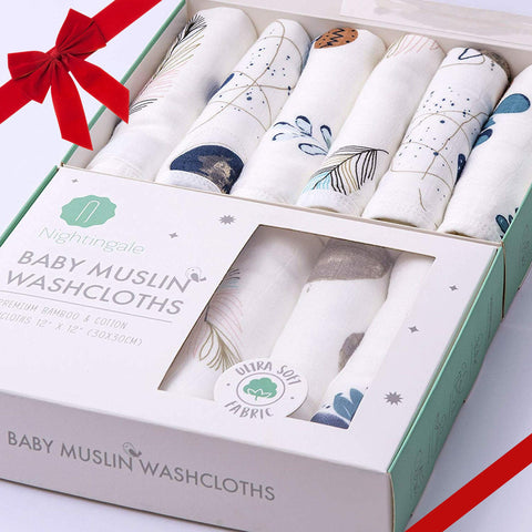 Muslin Bamboo Baby Washcloths - 6 Pack