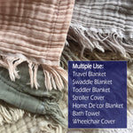 Cotton Muslin Throw Blanket - Light Gray