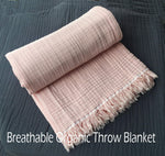 Cotton Muslin Throw Blanket - Light Gray